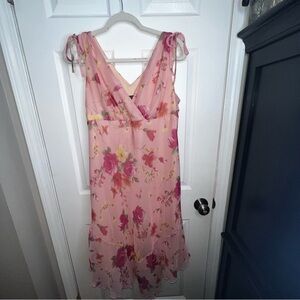 New York & Company Women’s 16 Pink Floral Sleeveless Midi Dress XL 90s Fairy